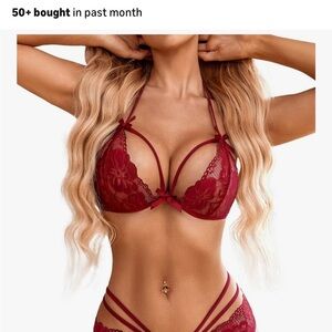 Sexy red Lingerie 2 Piece Sexy Bra and Panty Set